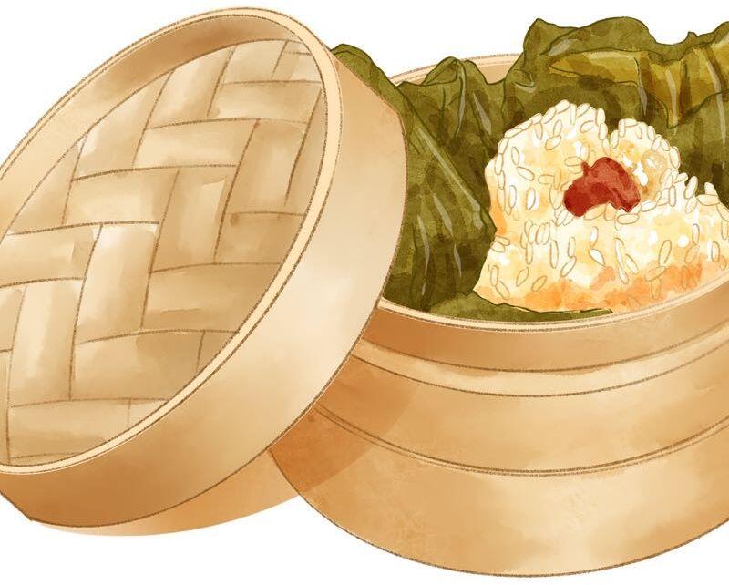 Lotus leaf wrapped sticky rice w.chicken (1)珍珠雞